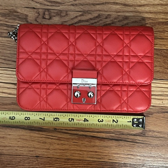CHRISTIAN DIOR Lambskin Cannage Miss Dior Promenade Bag Coral Orange/Vermillion - Picture 17 of 17